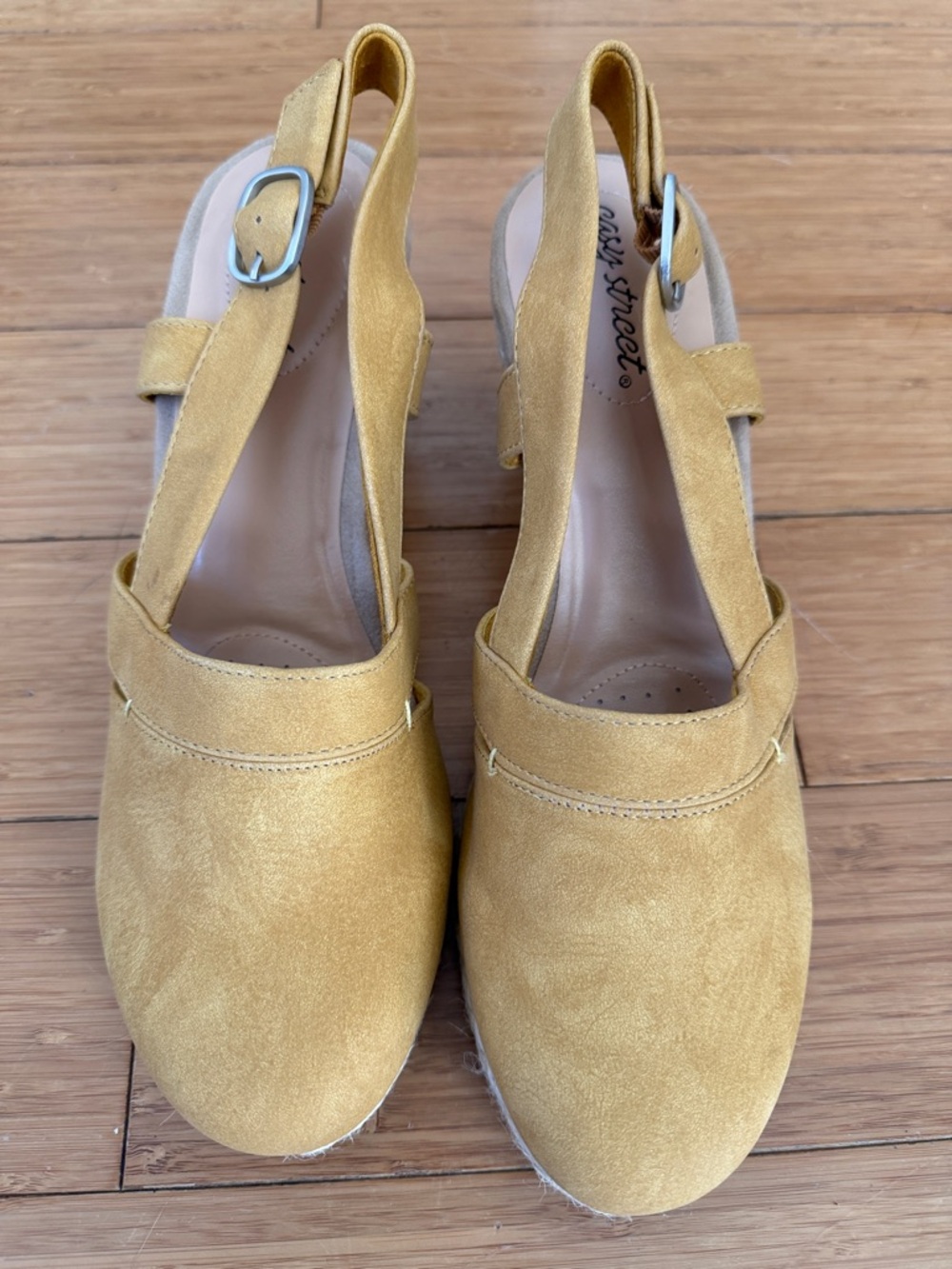 easy street Mustard Yellow Slingback Espadrille Clog